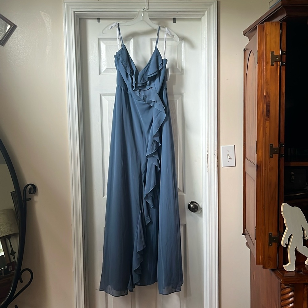 David’s Bridal Blue Bridesmaid Dress